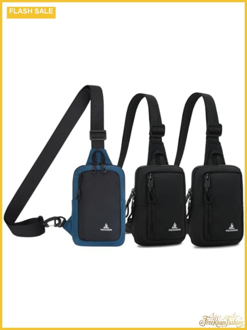 Pack of 3 Crossbody Sling Bags Nylon Water Resistant Dual Pocket Unisex